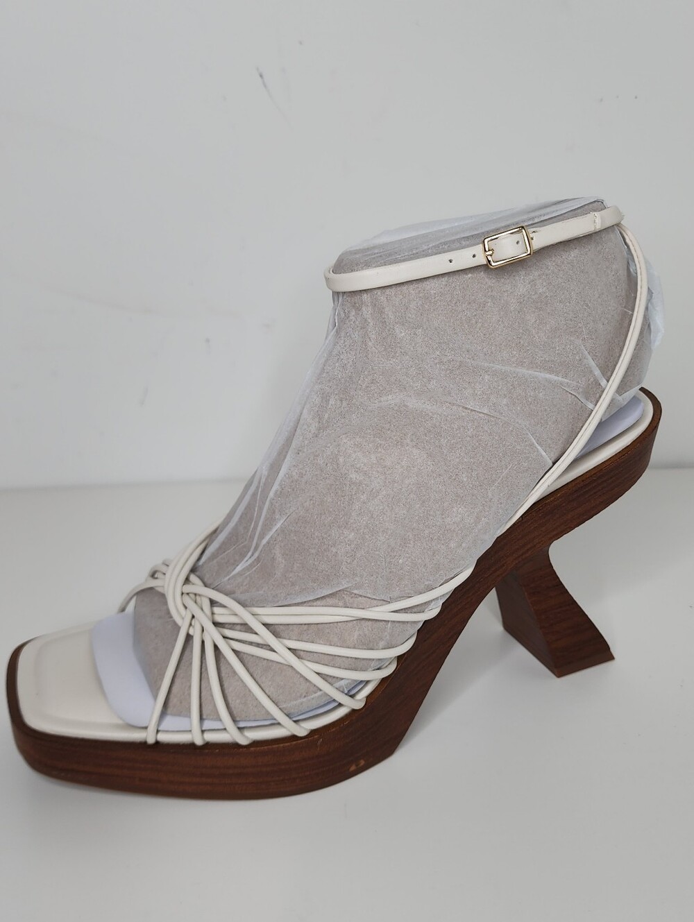 INC International Concepts Rashel Sculptural Cream Strappy Platform Sandals